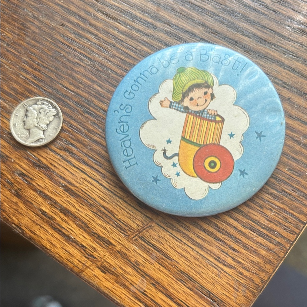 Cute Button with Child in Rocket Design